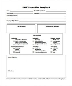 lesson plan template pdf sample siop lesson plan template free pdf