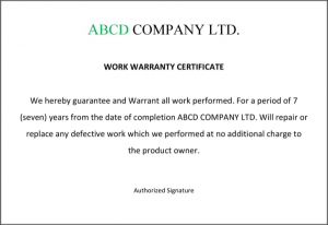 letter format templates warranty certificate format
