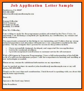 letter of application example job application letter sample