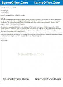 letter of applications examples job application letter for fashion designer