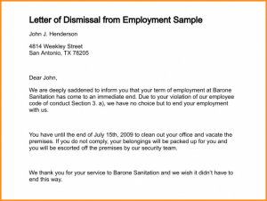 letter of complaint samples letter of termination of employment letter of dismissal from employment sample