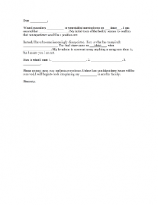 letter of complaint samples nursing home complaint letter fill in