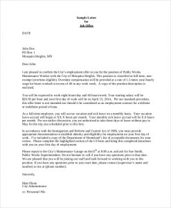 letter of employment offer employment job offer letter