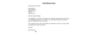 letter of intent for employment job refusal letter