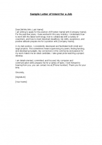 letter of intent for job letter of intent for job 1541