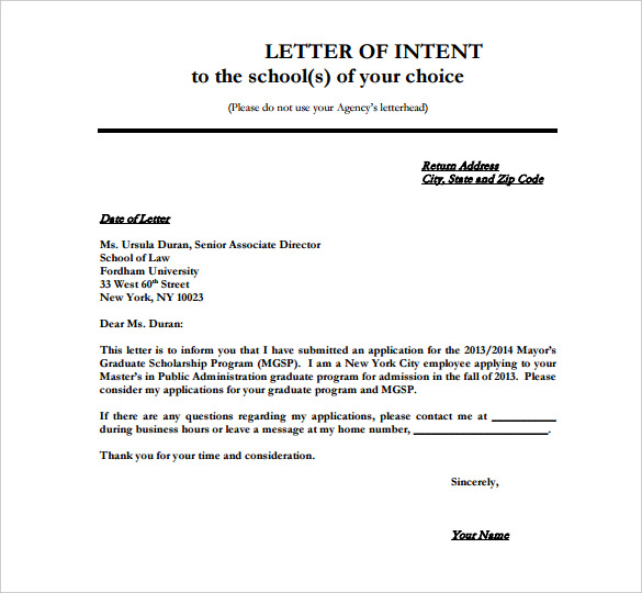 letter of intent format