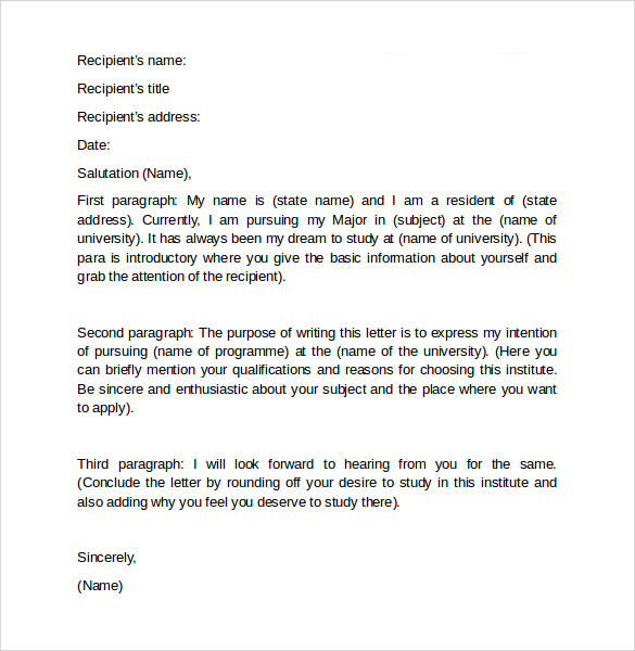 letter of intent graduate school