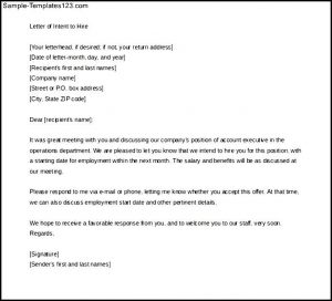 letter of intent to hire sample employment letter of intent to hire word doc download