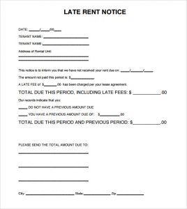 letter of intent to lease late rent notice template