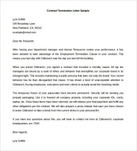 letter of intent to lease termination of contract letter template free word format