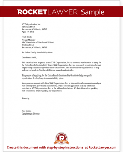 letter of intention sample letter of intent for grant for non profit form template