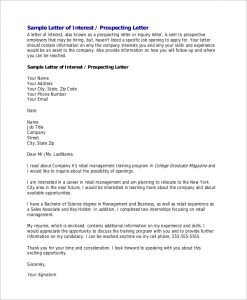 letter of interest for a job letter of interest for job sample