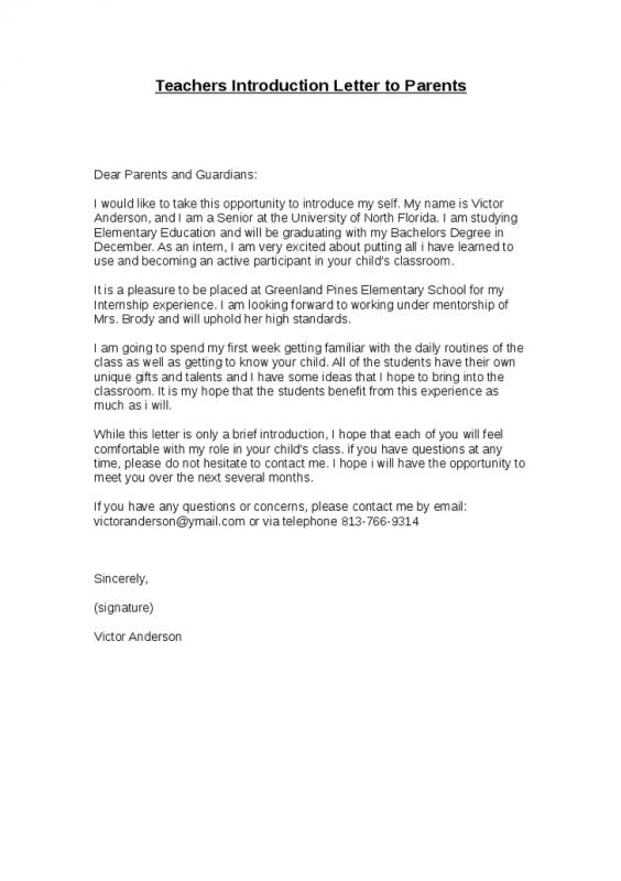 letter of introduction for teachers