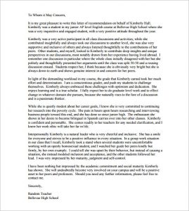 letter of recommendation for a teacher example teacher recommendation letter pdf download