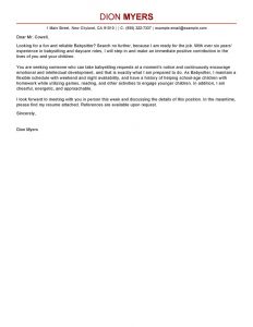 letter of recommendation for babysitter clbabysitter personal care services