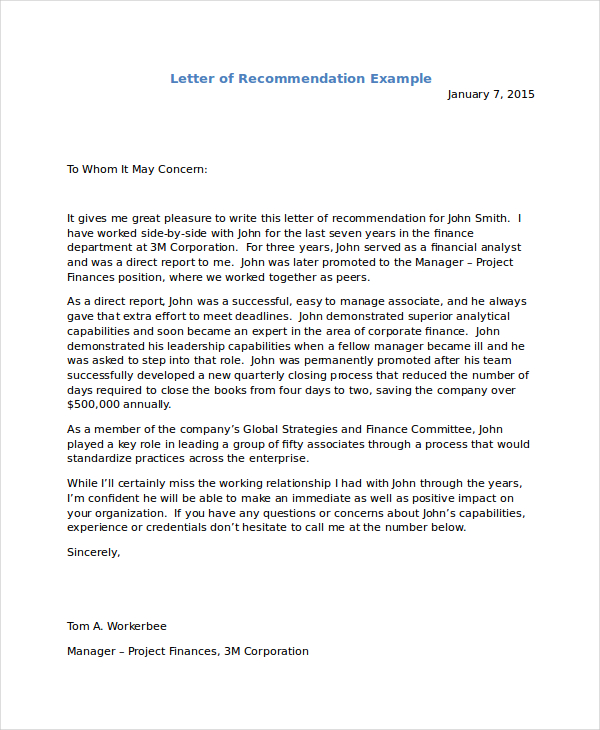 letter of recommendation for immigration