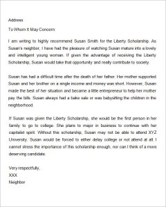 letter of recommendation for scholarship letter of recommendation for scholarship from friend