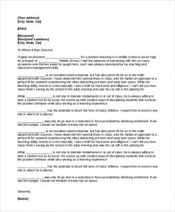 letter of recommendation for student teachers letter of recommendation for teacher from principal
