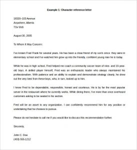 letter of recommendation template word free character reference letter template example word doc
