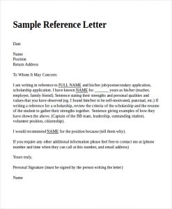 letter of reference format sample reference letter template