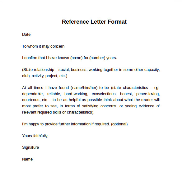 letter of reference format