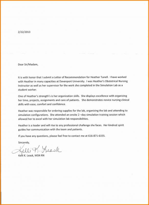 letter of resignation nursing