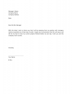 letter of resignation template resignation letter template 7
