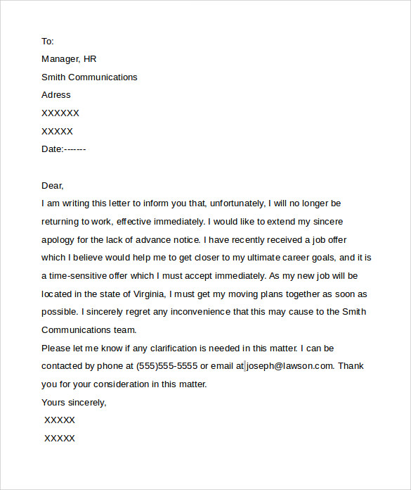 letter of resignation templates word