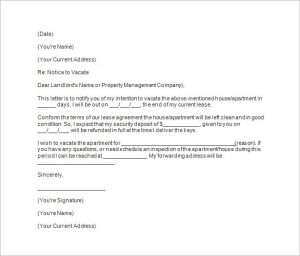 letter to break lease tenants days notice template