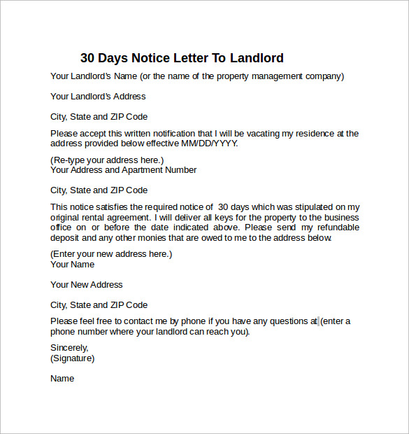 letter to land lord