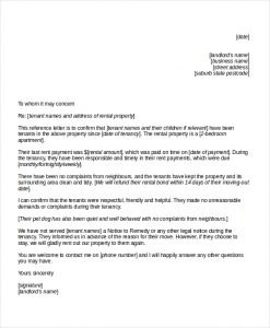 letter to land lord landlord reference letter from employer