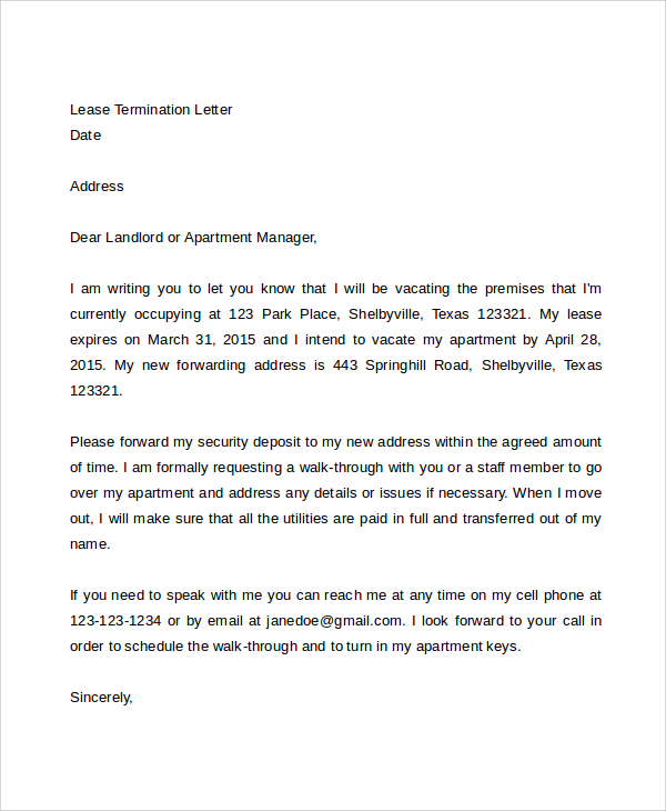 letter to landloard