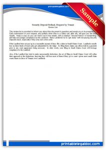 letter to lanlord printable security deposit refund, request by tenant form