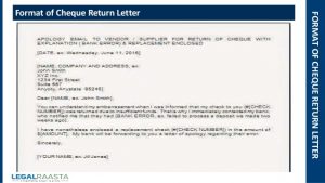 letter to vacate cheque return letter format template legalraasta