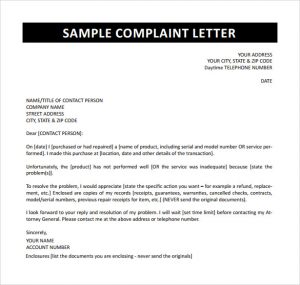 letters of complaint samples sample complaint letter free download