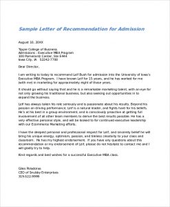 letters of recommendation examples letter of recommendation for admission