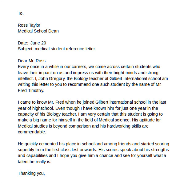 letters of recommendation for student teacher
