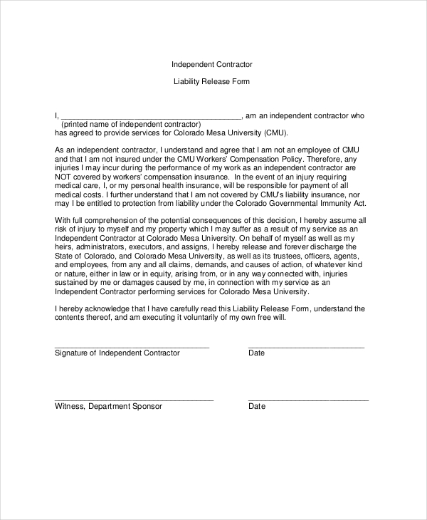 liability release form
