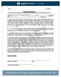 liability release form general release of liability template
