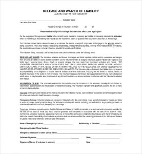 liability release form liability release form texas
