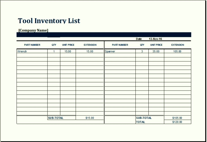 liquor inventory spreadsheet
