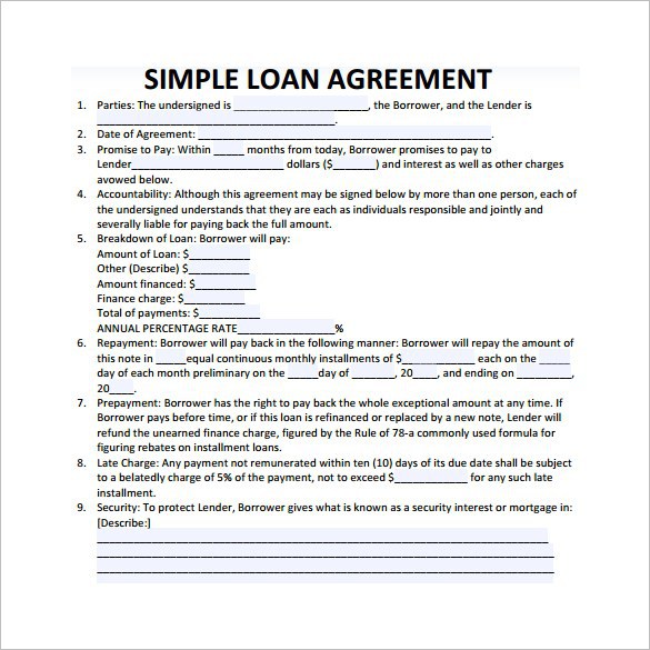 loan agreement form