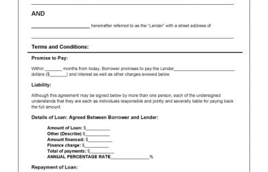loan agreement form personal loan agreement template