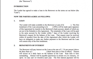 loan agreement template loan contract template 575