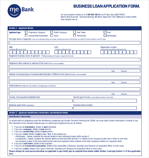 loan application format