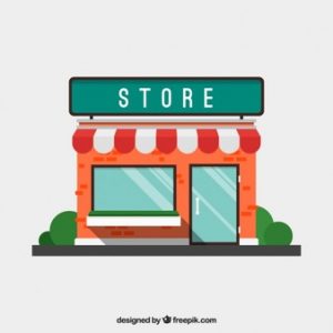 logo template psd flat store facade with awning