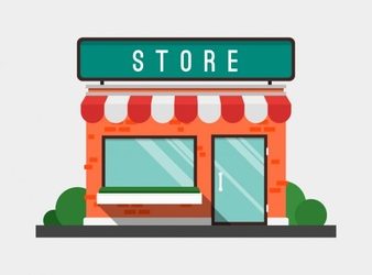 logo template psd flat store facade with awning