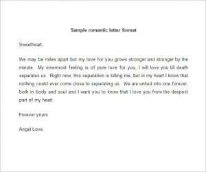 love letter format sample romantic love letter format