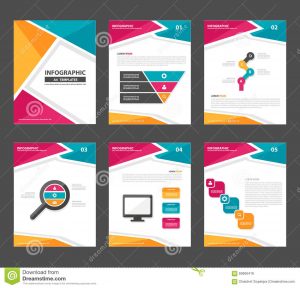 magazine advertisement templates pink yellow green infographic elements presentation template flat design set advertising marketing brochure flyer leaflet