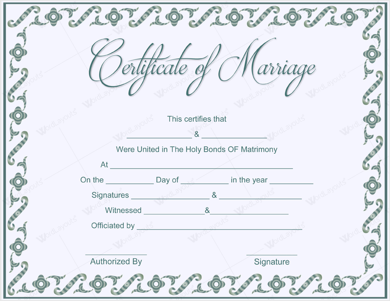 marriage certificate sample